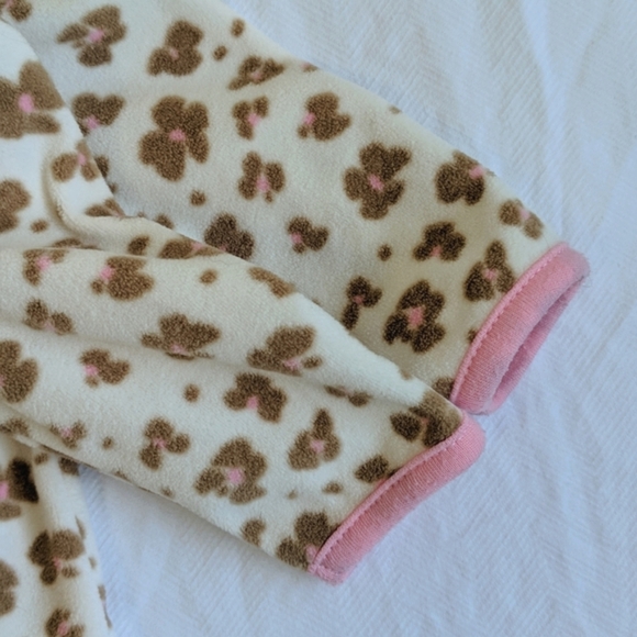 carter's animal print fleece zipper footie sleeper pajamas 3 months baby girl - Picture 4 of 7
